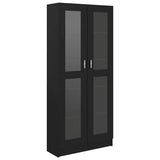 Vitrine Cabinet Black 82.5x30.5x185 cm Engineered Wood - Front View
