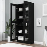 Vitrine Cabinet Black 82.5x30.5x185 cm Engineered Wood - Side View