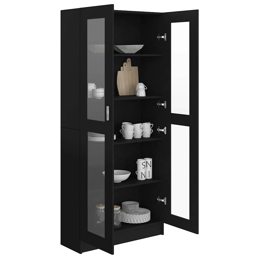 Vitrine Cabinet Black 82.5x30.5x185 cm Engineered Wood