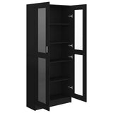 Vitrine Cabinet Black 82.5x30.5x185 cm Engineered Wood - 45-Degree Angle