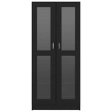 Vitrine Cabinet Black 82.5x30.5x185 cm Engineered Wood