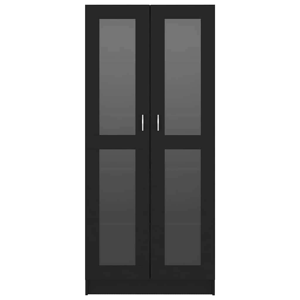 Vitrine Cabinet Black 82.5x30.5x185 cm Engineered Wood