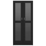 Vitrine Cabinet Black 82.5x30.5x185 cm Engineered Wood - Rear View