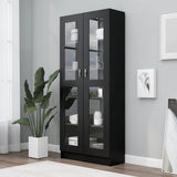 Vitrine Cabinet Black 82.5x30.5x185 cm Engineered Wood