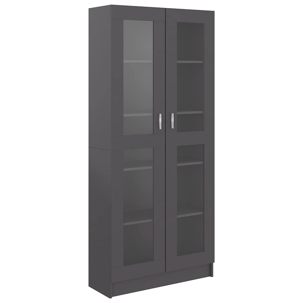 Vitrine Cabinet Grey 82.5x30.5x185 cm Engineered Wood