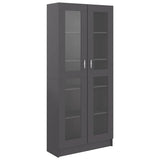 Vitrine Cabinet Grey 82.5x30.5x185 cm Engineered Wood - Front View