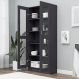 Vitrine Cabinet Grey 82.5x30.5x185 cm Engineered Wood