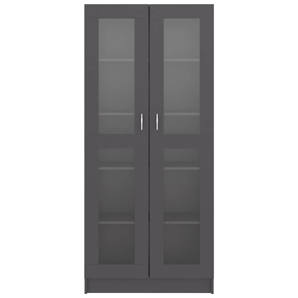 Vitrine Cabinet Grey 82.5x30.5x185 cm Engineered Wood