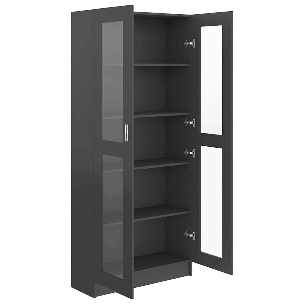 Vitrine Cabinet Grey 82.5x30.5x185 cm Engineered Wood