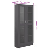 Vitrine Cabinet Grey 82.5x30.5x185 cm Engineered Wood