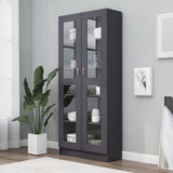 Vitrine Cabinet Grey 82.5x30.5x185 cm Engineered Wood