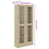 Vitrine Cabinet Sonoma Oak 82.5x30.5x185 cm Engineered Wood