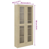 Vitrine Cabinet Sonoma Oak 82.5x30.5x185 cm Engineered Wood - Close-Up Angle