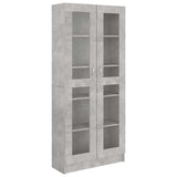 Vitrine Cabinet Concrete Grey 82.5x30.5x185.5 cm Engineered Wood - Front View