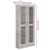 Vitrine Cabinet Concrete Grey 82.5x30.5x185.5 cm Engineered Wood - Low Angle
