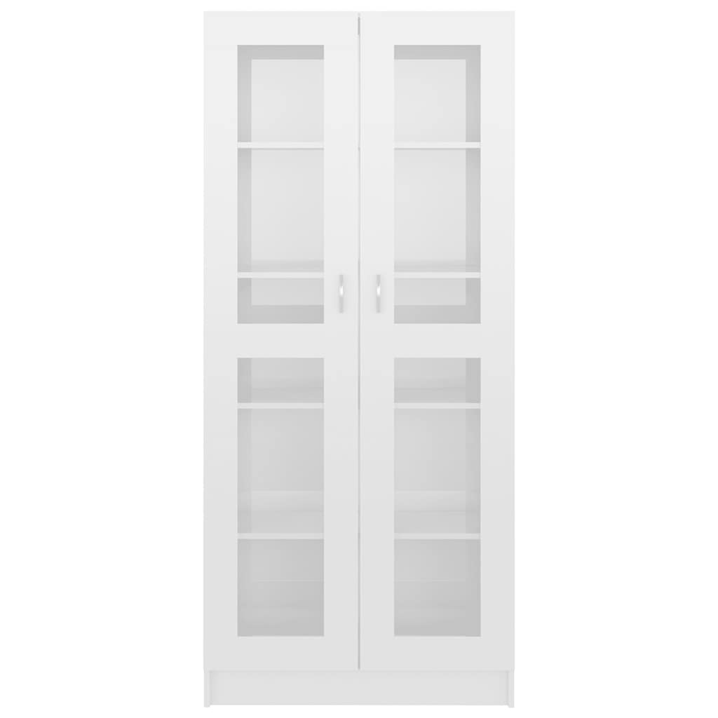 Vitrine Cabinet High Gloss White 82.5x30.5x185 cm Engineered Wood