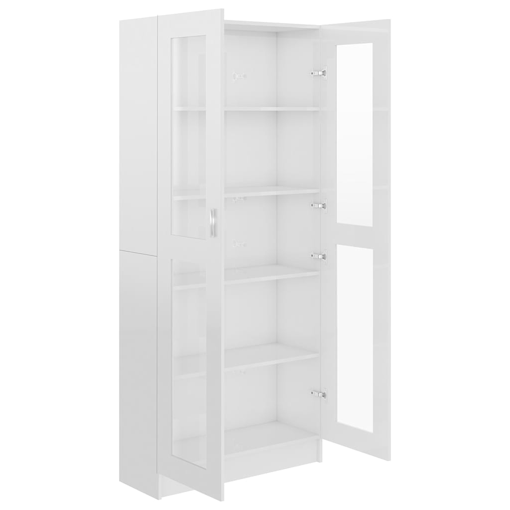 Vitrine Cabinet High Gloss White 82.5x30.5x185 cm Engineered Wood