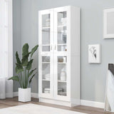 Vitrine Cabinet High Gloss White 82.5x30.5x185 cm Engineered Wood