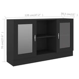 Vitrine Cabinet Black 120x30.5x70 cm Engineered Wood - Low Angle