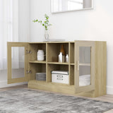 Vitrine Cabinet Sonoma Oak 120x30.5x70 cm Engineered Wood - Side View