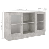 Vitrine Cabinet Concrete Grey 120x30.5x70 cm Engineered Wood - Low Angle
