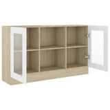 Vitrine Cabinet White and Sonoma Oak 120x30.5x70 cm Engineered Wood