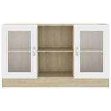 Vitrine Cabinet White and Sonoma Oak 120x30.5x70 cm Engineered Wood