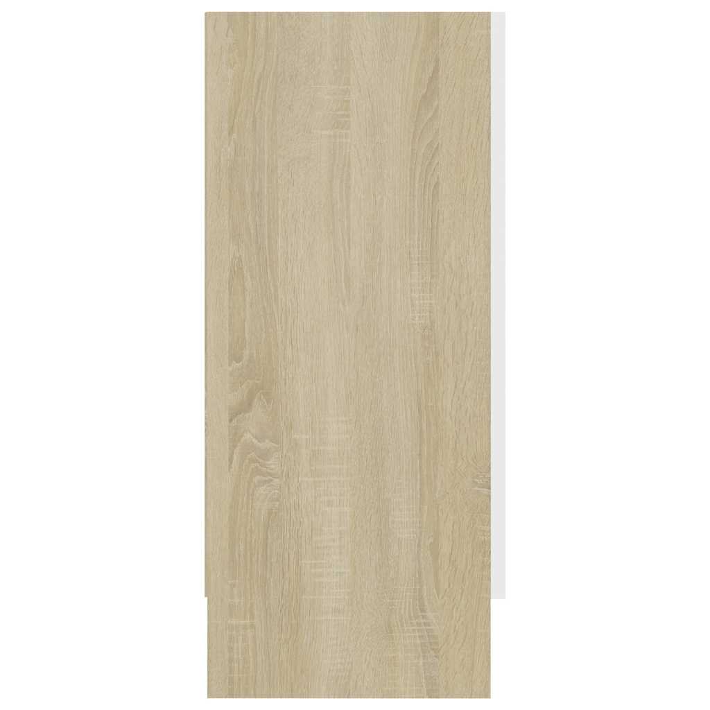 Vitrine Cabinet White and Sonoma Oak 120x30.5x70 cm Engineered Wood