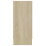 Vitrine Cabinet White and Sonoma Oak 120x30.5x70 cm Engineered Wood - Close-Up Angle