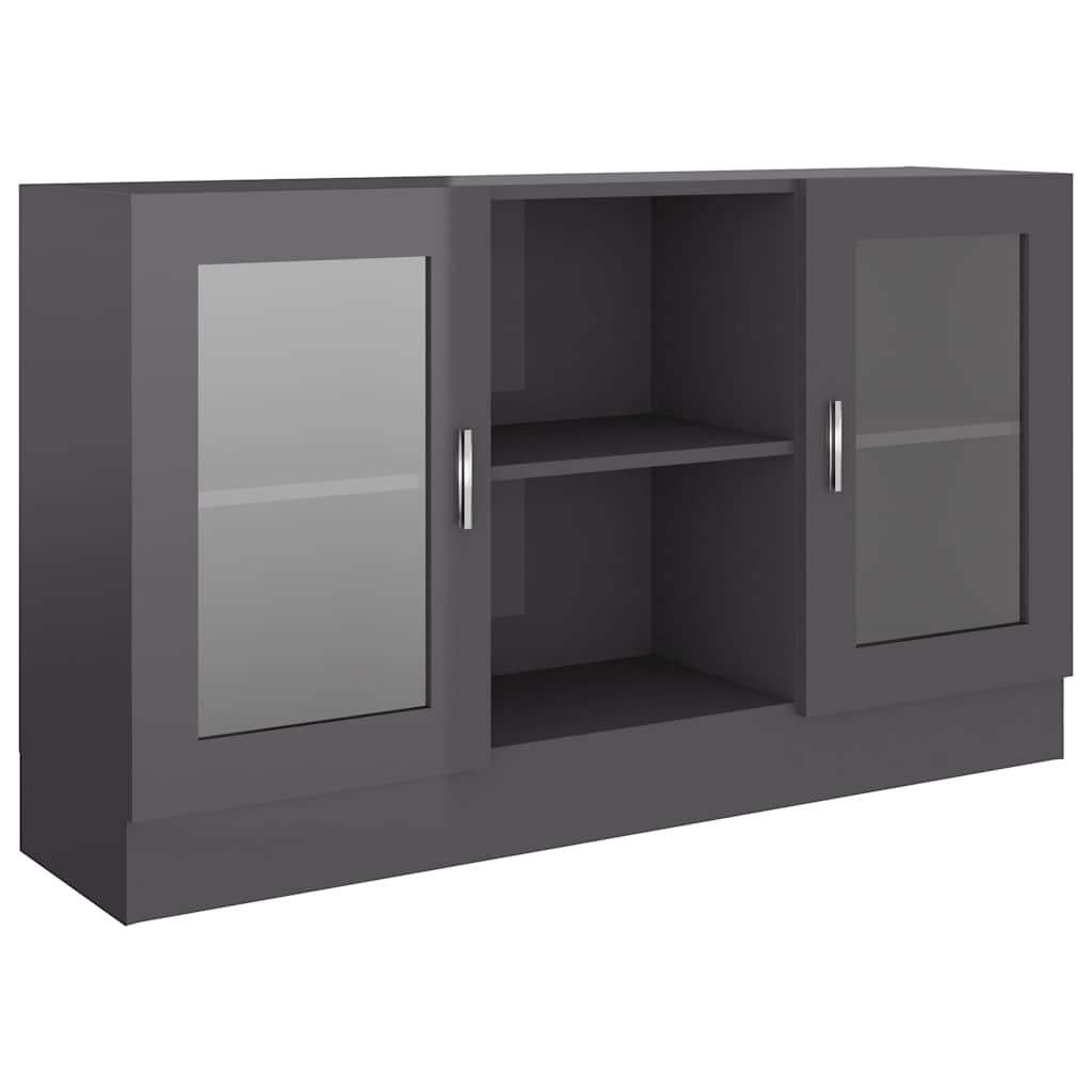 Vitrine Cabinet High Gloss Grey 120x30.5x70 cm Engineered Wood