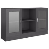 Vitrine Cabinet High Gloss Grey 120x30.5x70 cm Engineered Wood
