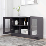 Vitrine Cabinet High Gloss Grey 120x30.5x70 cm Engineered Wood