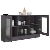 Vitrine Cabinet High Gloss Grey 120x30.5x70 cm Engineered Wood