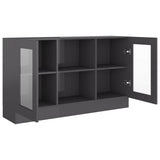 Vitrine Cabinet High Gloss Grey 120x30.5x70 cm Engineered Wood