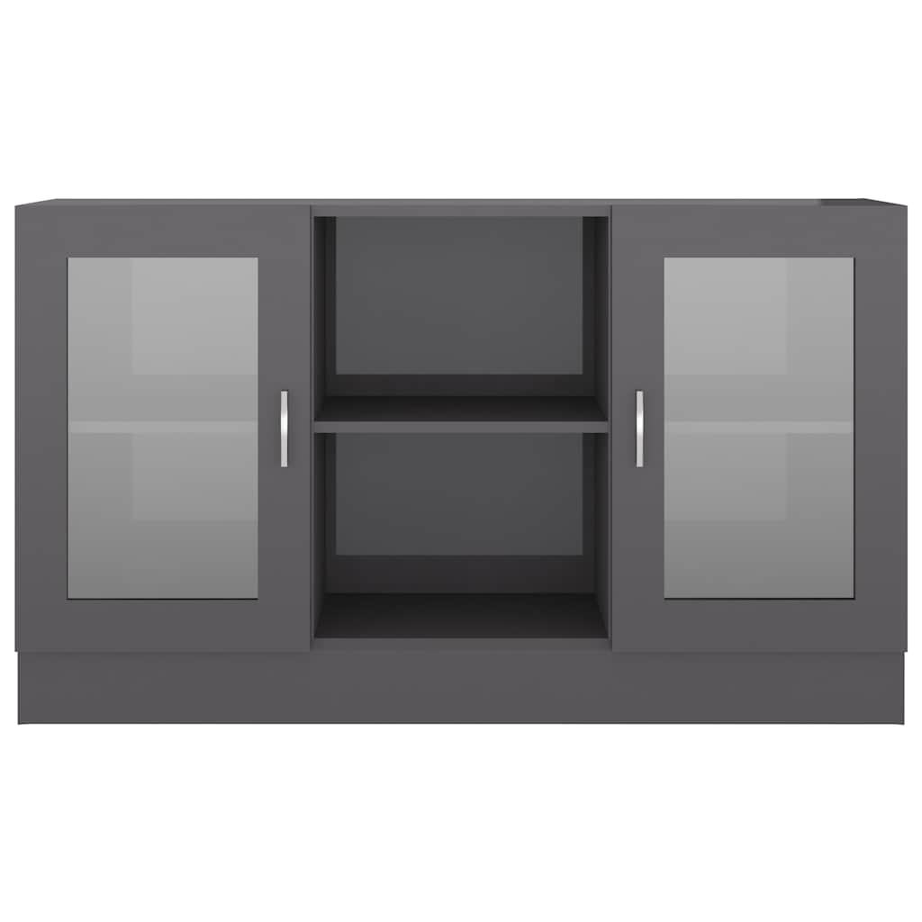 Vitrine Cabinet High Gloss Grey 120x30.5x70 cm Engineered Wood
