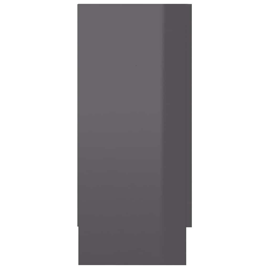Vitrine Cabinet High Gloss Grey 120x30.5x70 cm Engineered Wood