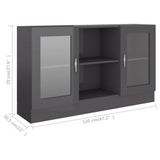 Vitrine Cabinet High Gloss Grey 120x30.5x70 cm Engineered Wood