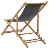 Deck Chair Bamboo and Canvas Dark Grey - Top-Down View