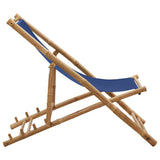 Deck Chair Bamboo and Canvas Navy Blue - Side View