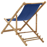 Deck Chair Bamboo and Canvas Navy Blue - Top-Down View