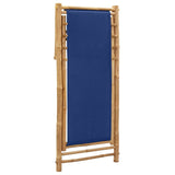 Deck Chair Bamboo and Canvas Navy Blue - Rear View