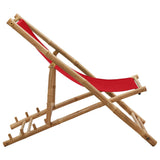 Deck Chair Bamboo and Canvas Red - Side View