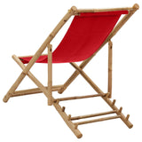Deck Chair Bamboo and Canvas Red - Top-Down View