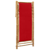 Deck Chair Bamboo and Canvas Red - Rear View