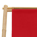 Deck Chair Bamboo and Canvas Red - Close-Up Angle