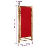 Deck Chair Bamboo and Canvas Red - Extra Image