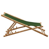 Deck Chair Bamboo and Canvas Green - 45-Degree Angle