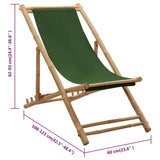 Deck Chair Bamboo and Canvas Green - Low Angle