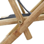 Reclining Folding Chair Dark Grey Bamboo and Fabric
