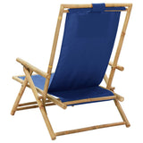 Reclining Relaxing Chair Navy Blue Bamboo and Fabric